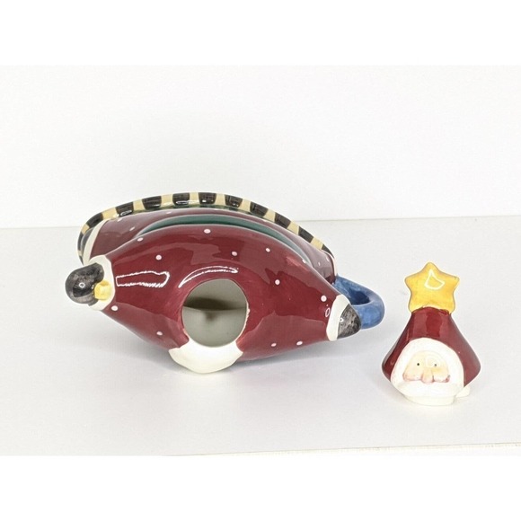 Sakura Debbie Mumm Santa Star Mini Teapot 2 Cup Flawless Christmas - Picture 6 of 7